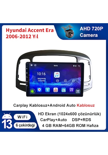 Hyundai Accent Era 2006-2012 Yıl Multimedya Carplay 4gb Ram 64gb