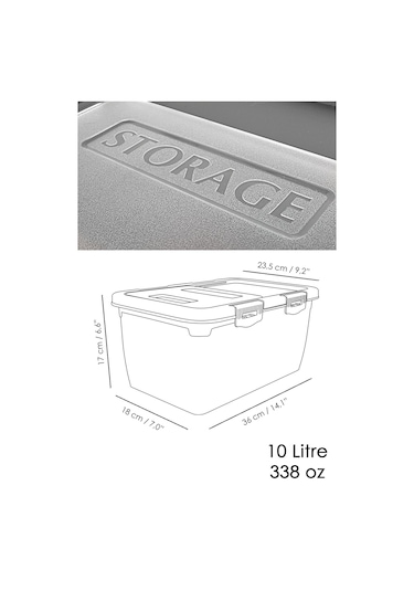 2 Adet Etiketli Deterjan Saklama Kutusu - Kilitli Kayar Kapak Tablet Toz Deterjan Kabı 10 Lt Gri Gri