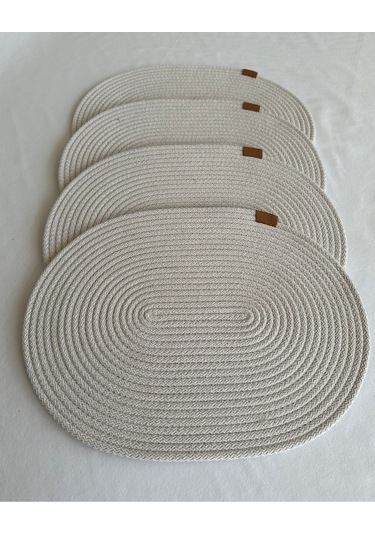 Jüt Amerikan Servis Sofra Altlığı, Masa Dekoru Supla Oval 30x40 4lü Beyaz