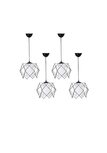 Trend Kitchen Tasarım Beyaz Mika Camlı Avize Siyah 4 Adet Beyaz - Siyah