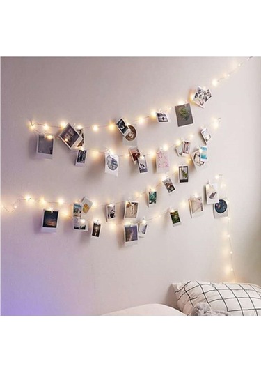 Pazly Usb Peryıldızı Işıklı Şerit 10m 100led 50 Klips Bakır Tel Sıcak Beyaz Noel Dekorasyon