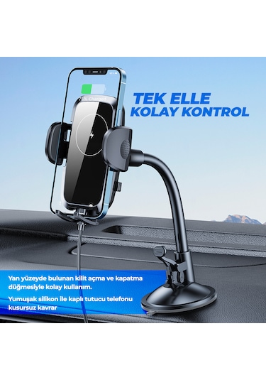Woyax By Deji Kablosuz Şarj Vantuzlu Araç İçi Telefon Tutucu 15w
