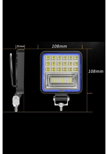 Off Road 12-24 Volt Kare Sis Farı Drl Mavi 4 İnç 126 W Oto Çalışma Lambası