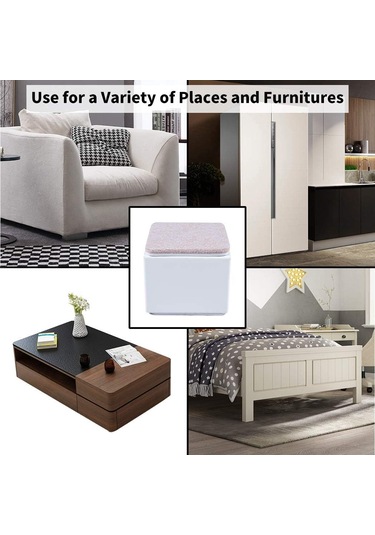 Qingmipy Masa Dolap Koltuk Yüksekliği Artırıcı Ayaklıklar - Kare 4 Adet 60x52mm Beyaz - Karbon Çelik Temel - Temizlik Ve Depolama Alanı Artırıcı