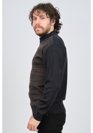 Haki Triko Erkek Yarım Balıkçı Yaka Desenli Kazak 60872013 Lacive Lacivert