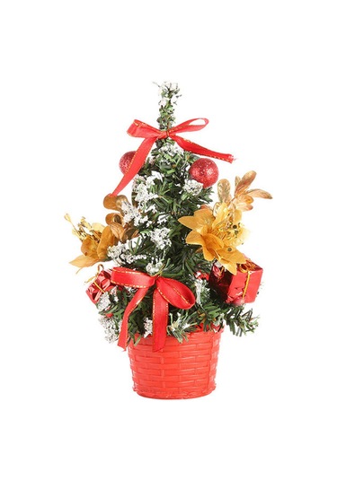 Kangvka 20cm Kırmızı Pvc Mini Noel Ağacı - Masaüstü Dekorasyon, Ev İçi Noel Ödülü Çok Renkli