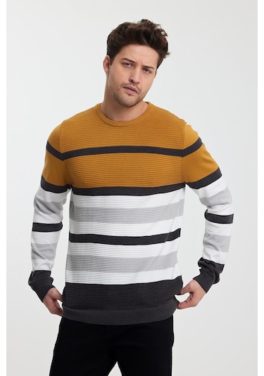 Alexandergardı Bisiklet Yaka Renk Bloklu Erkek Kazak E23-6710 001