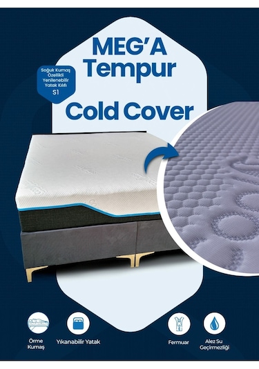 Meg'a Tempur Cold Cover Yatak Pedi&şiltesi Fermuarlı Yıkanabilir Yatak Kılıfı - 120 X 200 Cm Beyaz
