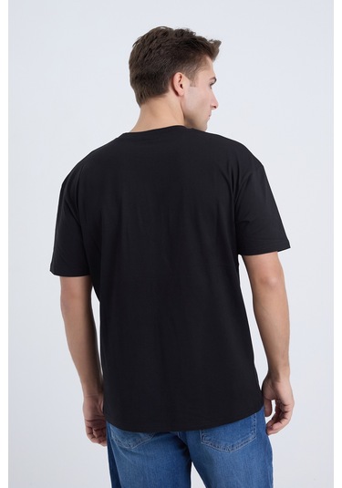 Velvoria Unisex Oversize Relaxed Tennis Baskılı Siyah Renk T-shirt