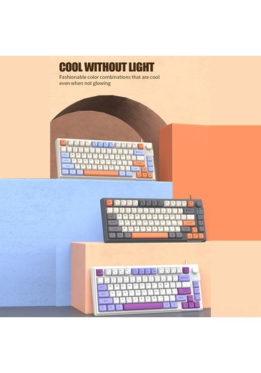 Maiyame Abs Plastik Renkli Arkadan Aydınlatmalı 81 Tuşlu Kablolu Usb Oyun Klavyesi - Mavi, Alacakaranlık, Menekşe