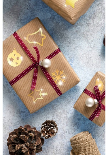 Gold Yılbaşı Temalı Metalik Duvar Sticker Çok Renkli