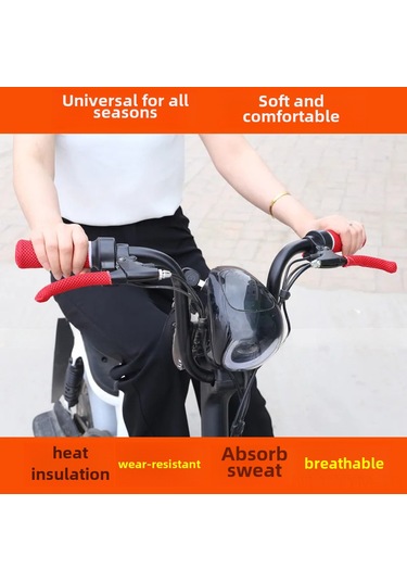 Geeksen Yazlık Buz İpi Motosiklet Eldiveni - Elektrikli Bisiklet, Tricycle Tutamak Kılıfı - Ter Emici, Havalandırıcı - Evrensel Uyum Kırmızı, 2 Tutamak + 2 Fren Kılıfı