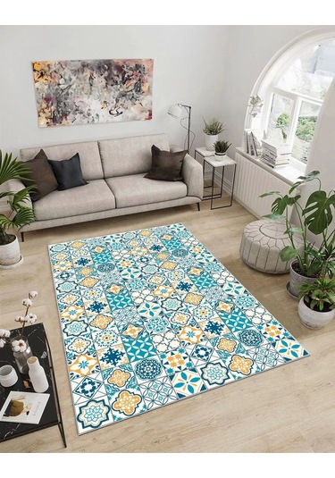 Dijidekor Işıltı Koleksiyonu Model294 Süngerli Dijital Baskılı Saçaksız Mutfak Halısı Yolluk