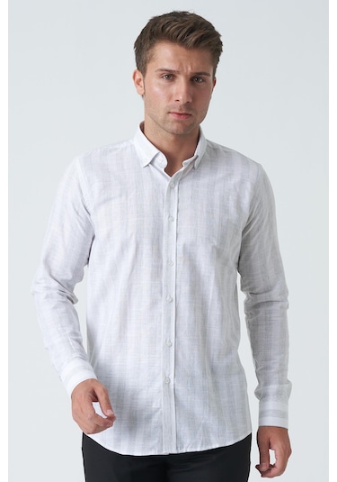 White Stone Armagh Slim Fit G2002 Pamuklu Keten Gömlek Mint-mint Mint