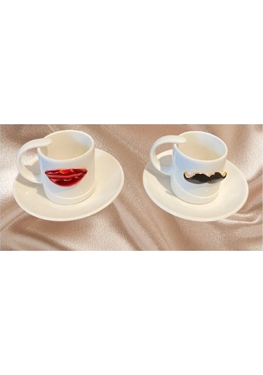 Dudak Bıyık 2'li Kahve Fincanı Takımı