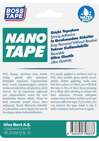 2 Metre Çok Güçlü Çift Taraflı Nano Bant Yeşil