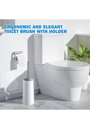 Tuvalet Fırçası Ve Tutucu, 2'li Uzun Saplı Tuvalet Fırçası, Beyaz Beyaz
