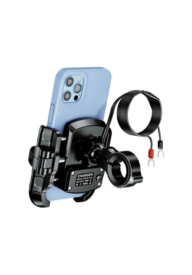 Mr Plus Usb-c Şarjlı Klipsli Motosiklet Telefon Tutucu