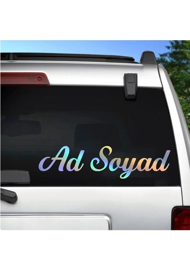 Kişiye Özel Ad Soyad Sticker 2 Adet - Araba Oto Motosiklet Karavan Sticker - 00097 15 Cm