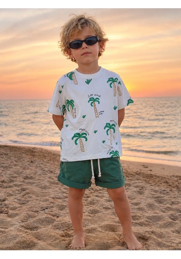 Baby Lory Kids Store Palmiye Baskılı T-shirt Beyaz