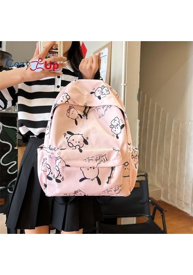 Siyah Ortaokul Ve Lise Öğrencileri İçin Cozy Up Kadın Minimalist Baskılı Sırt Çantası, Graffiti Günlük Sırt Çantası Siyah