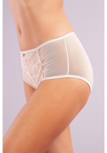 Golshan Gaspara Control Slip, Kadın Güpürlü Tül Ten Renk Yüksek Bel Külot Çok Renkli