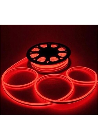 Kcl016 220v Neon Led Şerit Kırmızı 100 Mt Siyah