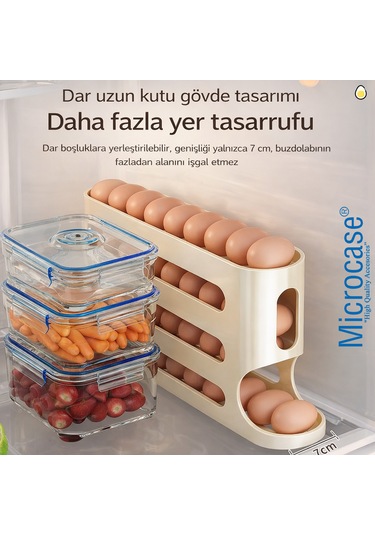 Microcase Abs Plastik Dolapiçi Yuvarlanır Tip Yumurta Organizer Ve Standı Al5452 Şeffaf