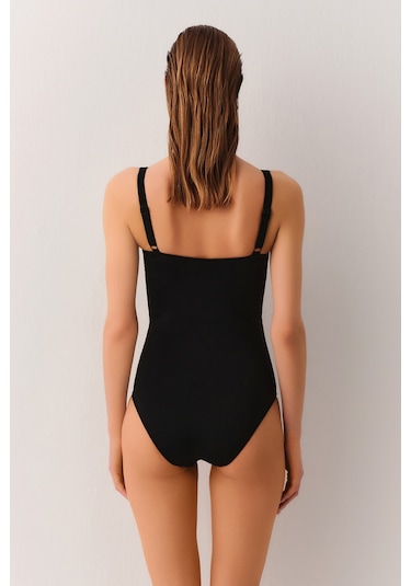 Suwen Ön Bağcıklı Toparlayıcı Mayo Sbn25740012 Siyah