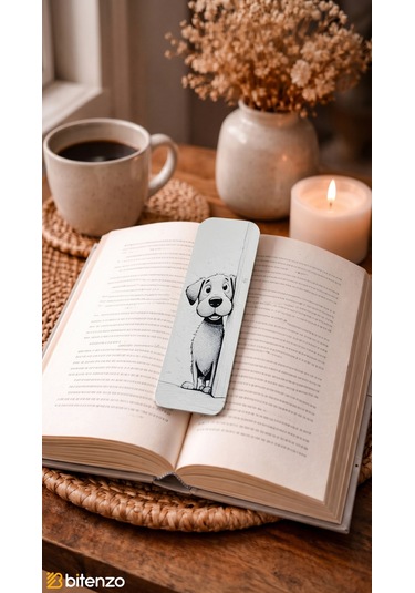 Sevimli Köpek Figürlü Kabartma Dokulu Kitap Ayracı - Minimalist Beyaz Kitap Aksesuarı