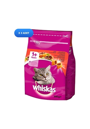 Whiskas Biftekli ve Havuçlu Yetişkin Kedi Maması 3 x 300 G