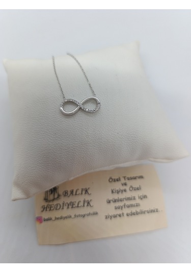 925 Ayar Gümüş Kolye Hediye Kutulu Sonsuzluk Modeli -1005