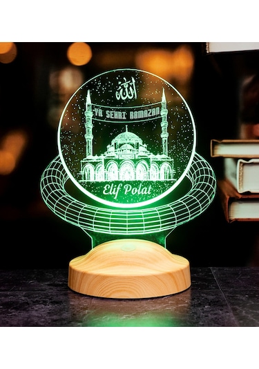 Ramazan Hediyesi, Kişiye Özel İsim Soyisim ve Mahya Yazısı Yazılabilen Camii Dini Hediye, 3D Led Lamba