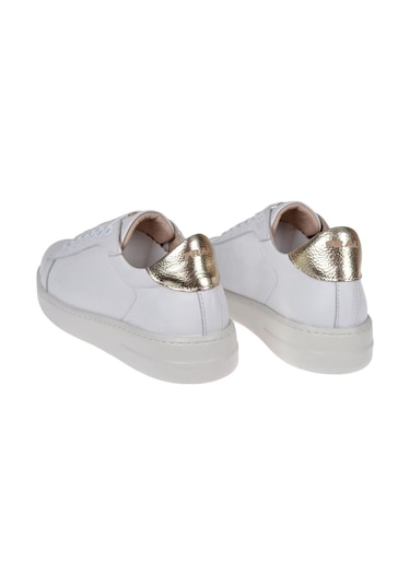 Pullman Hakiki Deri Kadın Spor Ayakkabı Plm-p001 Beyaz/gold Beyaz