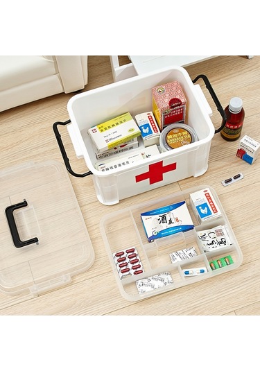 Sones Aile Çok Katmanlı Acil Tıp Saklama Kutusu Ev Plastik Kutusu, Boyut: L Beyaz