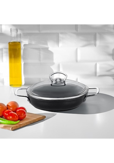 Nehir Titanium Siyah 20 Cm Kapaklı Sahan