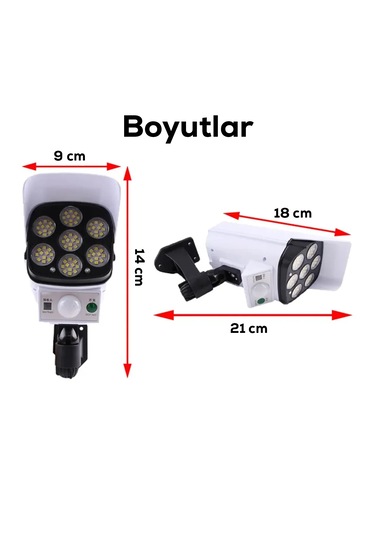 Kamera Görünümlü Hareket Sensörlü Uzaktan Kumandalı Solar Bahçe L