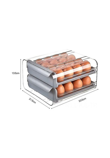 Gajeena 32'lik Plastik Yumurta Saklama Kabı, Soğuk Tutma, Kırılmaz, Mutfak Ve Buzdolabı İçin, Koyu Gri, 23.5x21.5x13.5 Cm Diğer