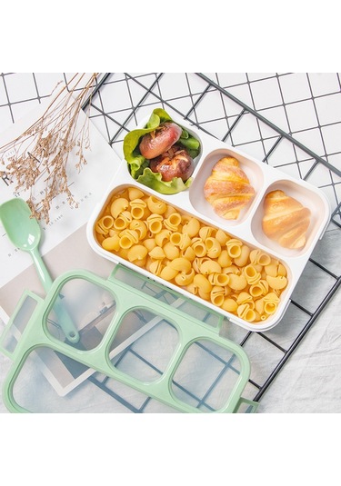 Gajeena Yeşil 4 Bölmeli 1l Sağlam Plastik Bento Kutusu - Kolay Kullanıma Uygun, Leakproof, Günlük Kullanıma İdeal Diğer