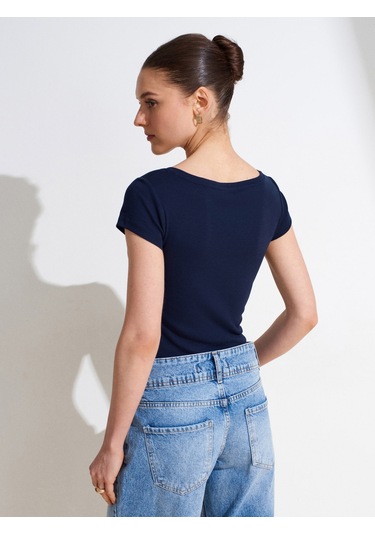 Dilvin 32688 %100 Pamuk Basic T-shirt-k.lacivert