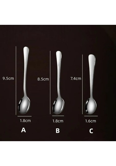Didadodo 5'li Paslanmaz Çelik Kompakt Kahve Kaşığı Seti - Şık Ve Dayanıklı Gümüş Renkli Gümüş