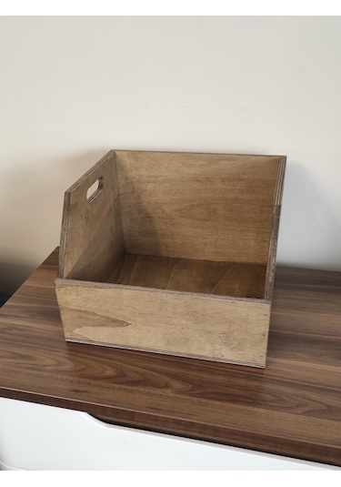 Ahşap Lp Plak Sandığı - Organizer Kutu - Wooden Lp Record Box Ceviz