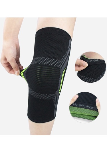 Pazly--2 Adet Spor Diz Desteği Elastik Sıkıştırma Kaymaz Fitness Koşu Bisiklet Diz Pedi Yeni L Siyah