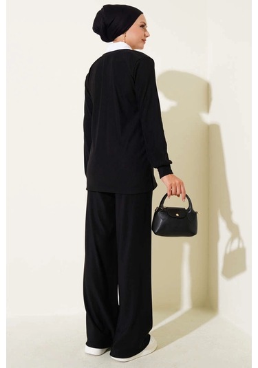 Biçomi Gömlek Yaka Fitilli Salaş İkili Takım Siyah T4300 Siyah