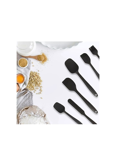 Isıya Dayanıklı Yanmaz Yapışmaz Silikon Spatula Seti 6'lı Siyah