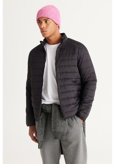 Ac&Co / Altınyıldız Classics Standart Fit Normal Kesim Dik Yaka Erkek Mont Siyah