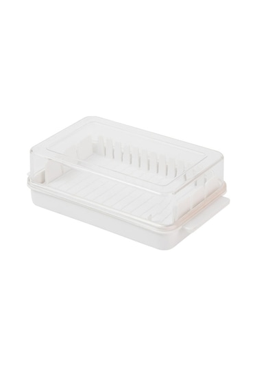 Sones Şeffaf Büyük Kapasiteli Tereyağı Kesme Saklama Kutusu Beyaz