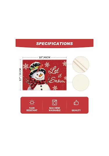 Noel Kış Masa Örtüleri 6 Adet, 12x18ın Noel Tatil Masa Örtüleri Diğer