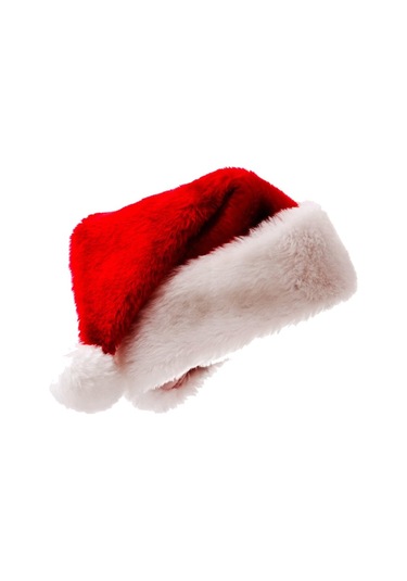 Hermoso Noel Baba Şapkası - Peluş Kalın Yetişkin Kostüm Aksesuarı 40x28cm Kırmızı Kırmızı