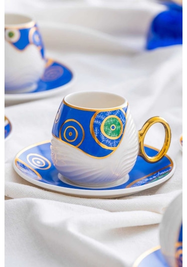 Acar Jupiter 6 Kişilik Porselen Kahve Fincanı Takımı - 90 Ml 06011 Beyaz